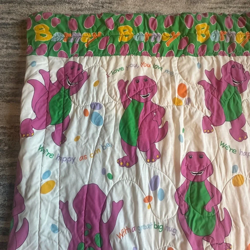Vintage 1992 Barney the Dinosaur Baby Bop Twin Comforter Lyons Group Made in USA